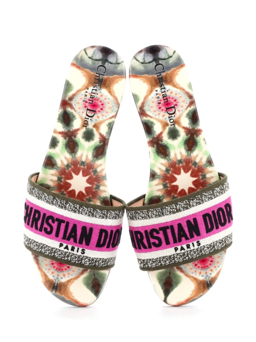 Dior Pink Logo Embroidered Slide Sandals